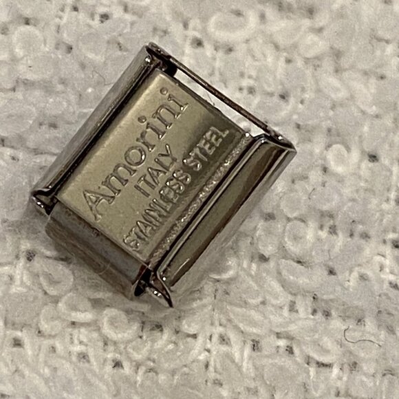 3  Vintage Italian Stainless Steel 9MM Charms - Volvo, May 4 Gem, Wrapped Gift - Picture 11 of 13